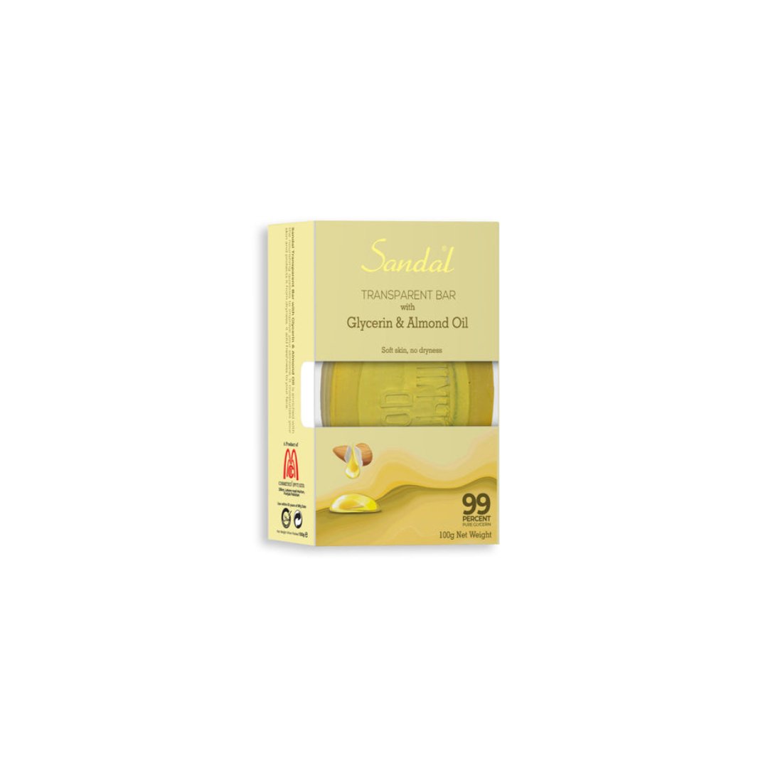 Sandal Glycerin & Almond Oil Transparent Beauty Bar - 100g - sandalonline